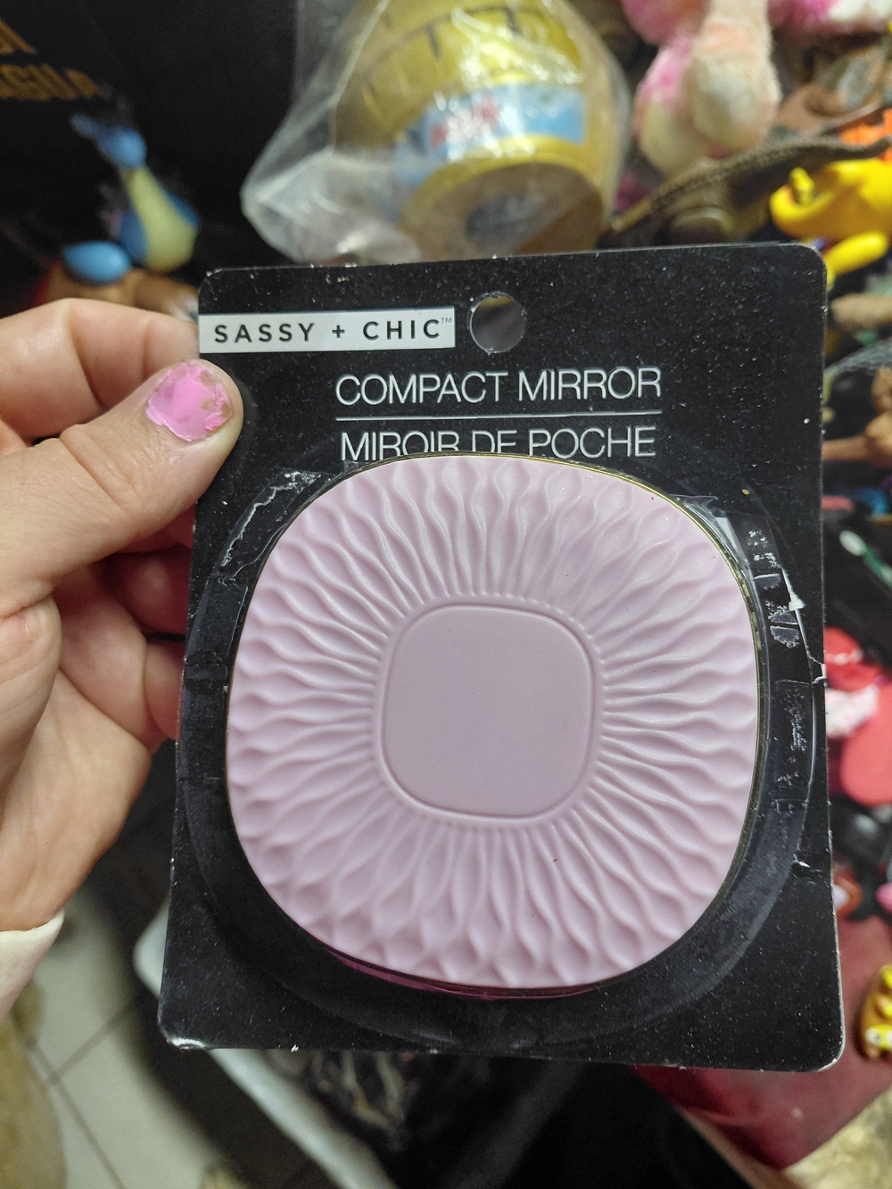 Sassy + Chic Pink Floral Compact Mirror